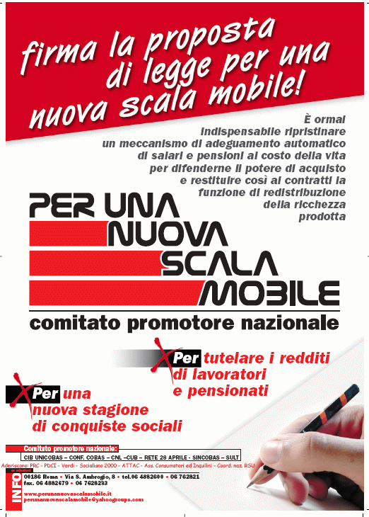 Proposta di legge per una nuova scala mobile Cobas Parma